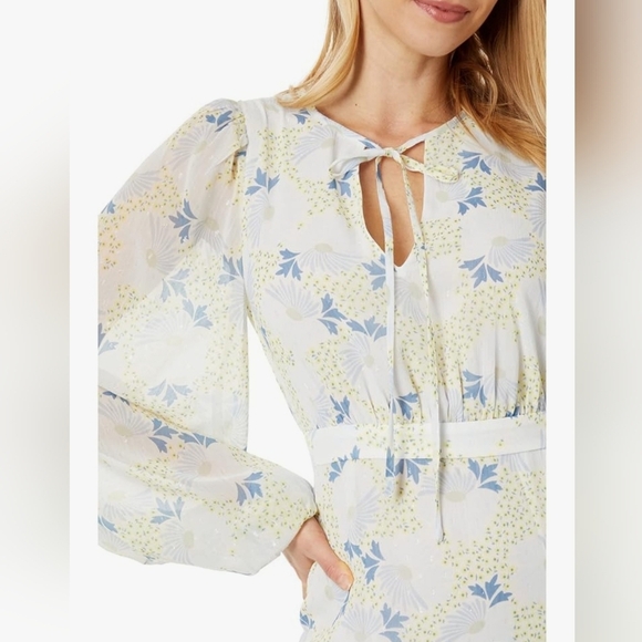 Ted Baker Suziiee Floral Long Sleeve Tiered Mini Dress In Sky Blue Size U.S 4 - Picture 11 of 13